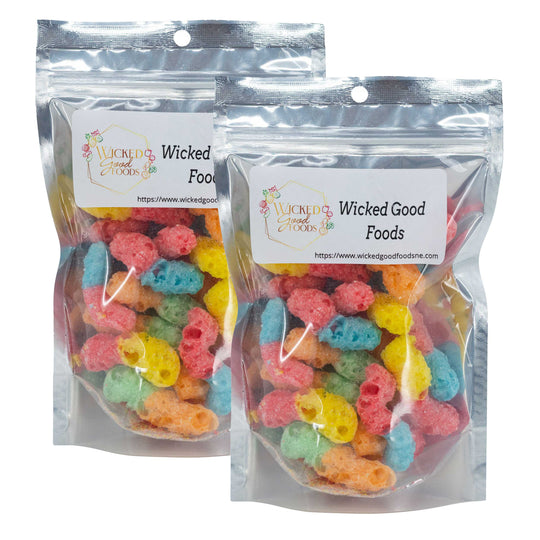 Freeze Dried Gummy Worms | Pack of 2 | 1 oz | Wicked Good Foods
