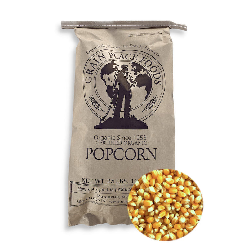 Yellow Popcorn Kernels | 25 lb. Bag | Shipping Included | Whole Grain | Organic | Classic Toasty Corn Taste | High In Fiber, Carbohydrates, & Protein