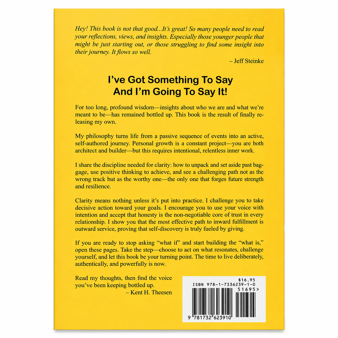 Book back cover with yellow background and black text