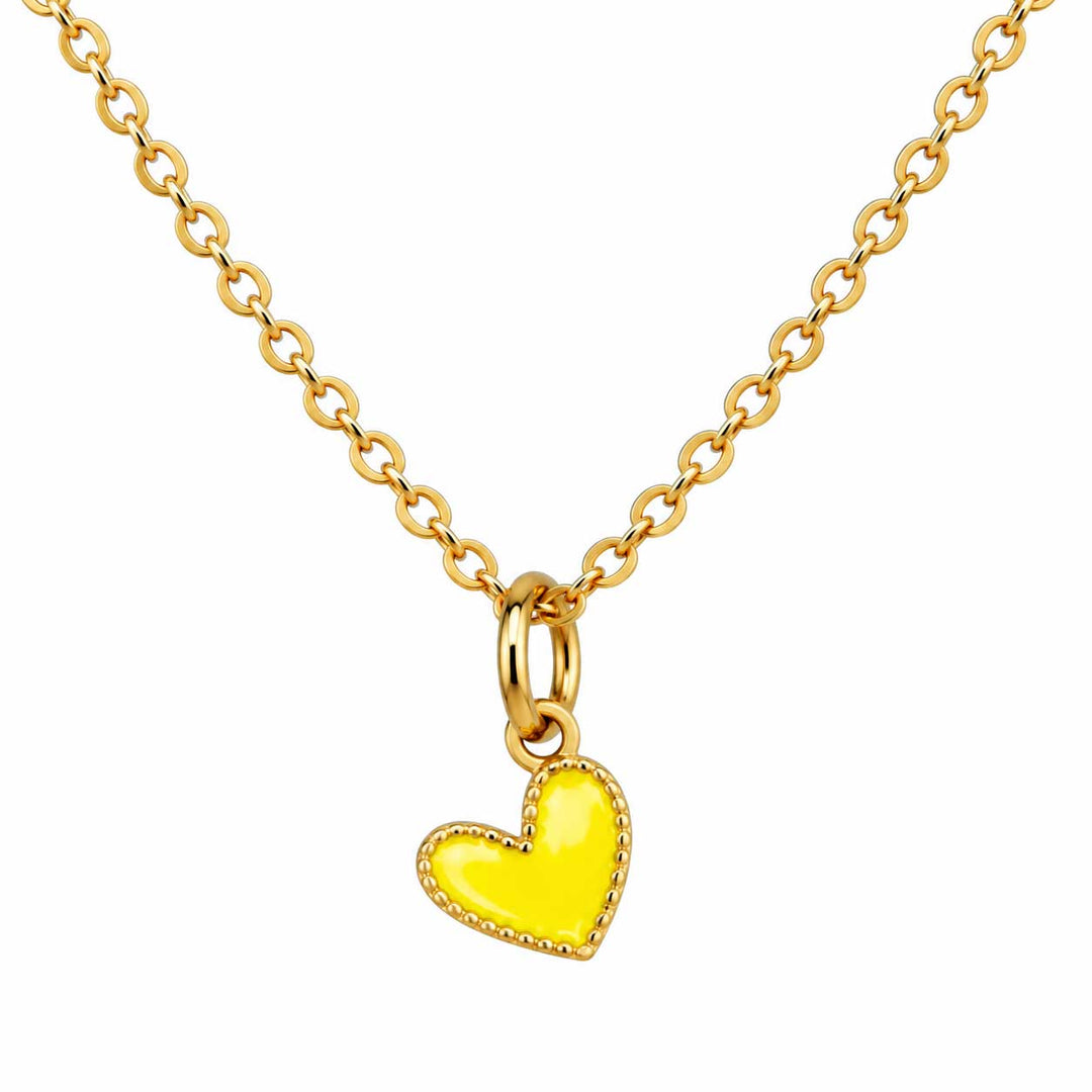 yellow enamel heart necklace
