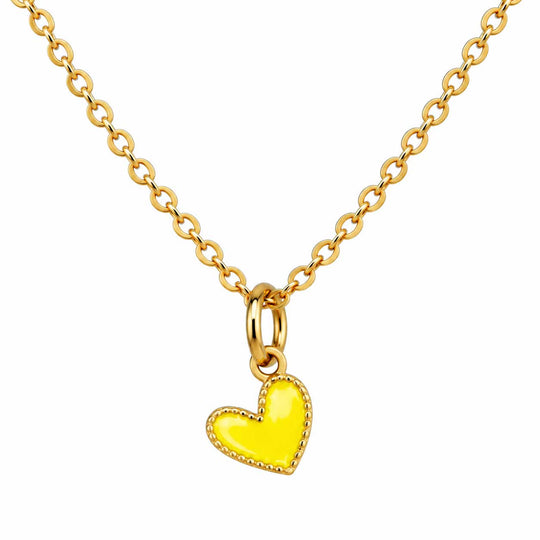 yellow enamel heart necklace