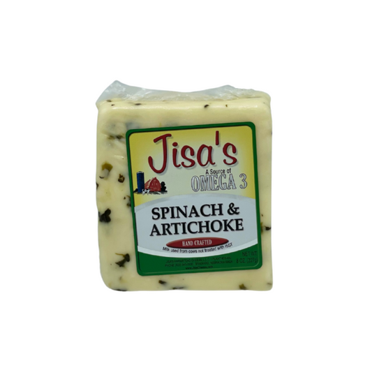 Best Nebraska Farmstead Cheese 6 Piece Sampler | Garlic Pepper, Cheddar, Havarti, Jalapeno, Spinach & Artichoke, Bacon | Hand-Cut and Carefully Aged