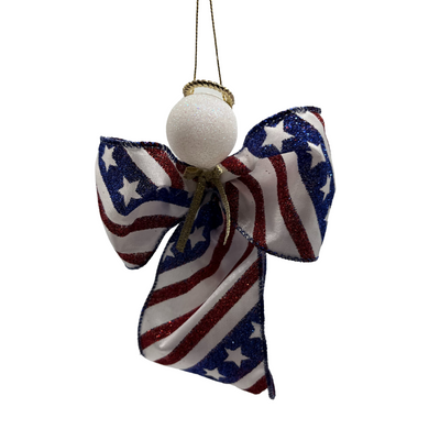 Assorted Patriotic Bow Angel Ornament