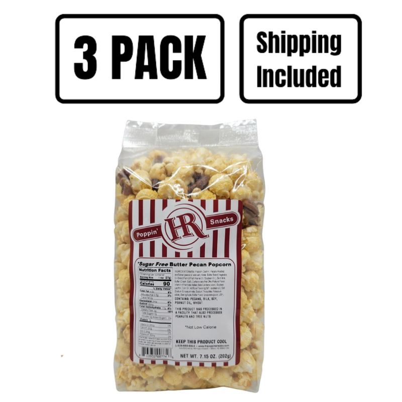 Sugar Free Butter Pecan Popcorn | Made in Small Batches | Party Popcorn | Pack of 3 | Shipping Included