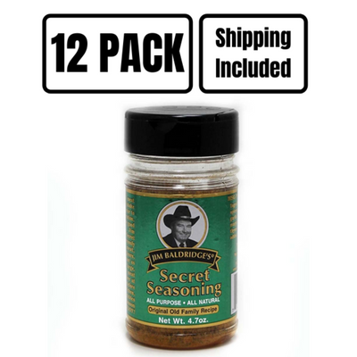 Jim Baldridge Secret Seasoning | 4.7 oz. Bottle | 12 Pack | Shipping Included