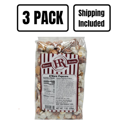 S'mores Popcorn | S'mores Lovers New Favorite Snack | Rich Chocolate Coated Popcorn With Marshmallow And Graham Cracker Crunch | Made Fresh | Nebraska Popcorn | Made in Small Batches | Party Popcorn | Pack of 3 | Shipping Included