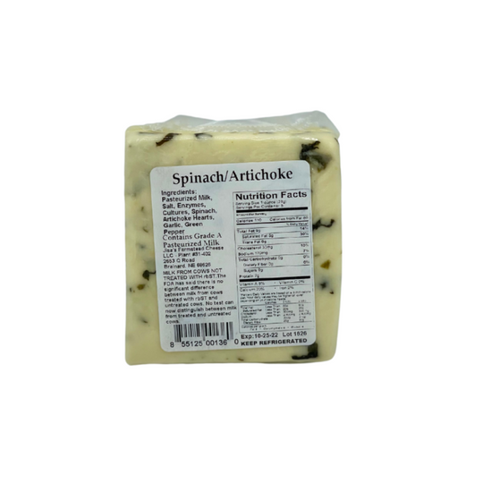 Best Nebraska Farmstead Cheese 6 Piece Sampler | Garlic Pepper, Cheddar, Havarti, Jalapeno, Spinach & Artichoke, Bacon | Hand-Cut and Carefully Aged