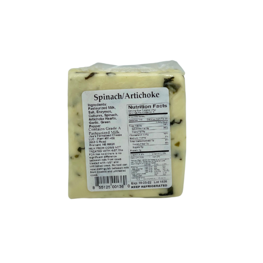 Best Nebraska Farmstead Cheese Block 3 Piece Sampler | Havarti, Spinach & Artichoke, Caraway | Made in Small Batches | Hand-Cut and Carefully Aged