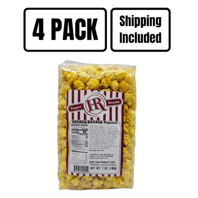 Banana Banana Popcorn | Made in Small Batches | Party Popcorn | Pack of 4 | Shipping Included | Banana Lovers | Ready To Eat | Popped Popcorn Snack | Movie Night Essential | Sweet Treat