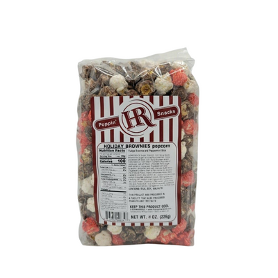 Holiday Themed Popcorn | Added Brownie Pieces | Made in Small Batches | Party Popcorn | Chocolate Lovers | Perfect Treat for the Holidays | Ready to Eat | Popped Popcorn Snack | Sweet Treat