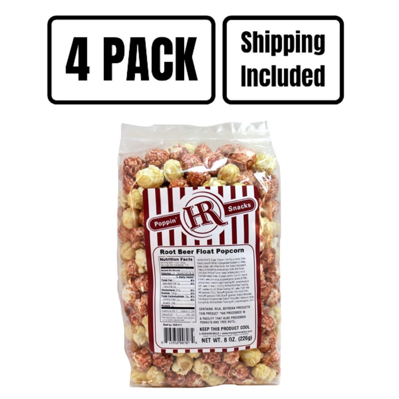Root Beer Float Popcorn | Root Beer Float With Notes Of Vanilla | Add Pizzaz To Your Next Party | Nebraska Popcorn | Perfectly Popped | Fun and Popular Snack | Easy To Eat | Made in Small Batches | Party Popcorn | Pack of 4 | Shipping Included