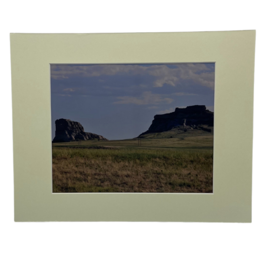 Image Of The Courthouse & Jail Rocks Monument In Bridgeport, Nebraska On A White Border Frame