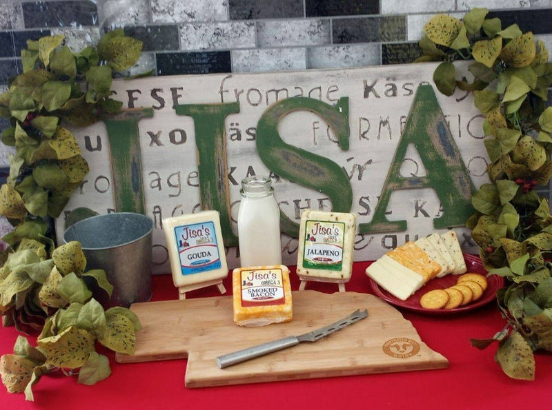 Best Nebraska Farmstead Cheese Block 3 Piece Sampler | Gouda, Smoked Bacon, Jalapeno | Made in Small Batches | Hand-Cut and Carefully Aged