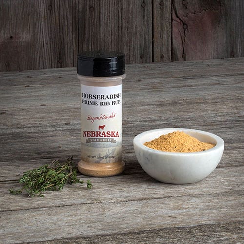 Horseradish Prime Rib Rub | 3.9 oz. Bottle | Well Suited Seasoning For Ribeyes Or Prime Ribs | Adds Accent Of Flavor To Proteins | Classic Steak Seasoning | Nebraska Spice | Made In The USA