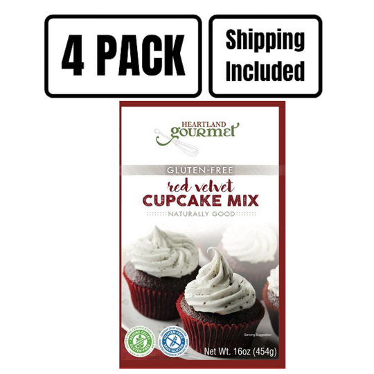 Gluten Free Red Velvet Cupcake Mix | Decadent and Rich | Certified Gluten Free Ingredients | 4 Pack | Shipping Included | 2022