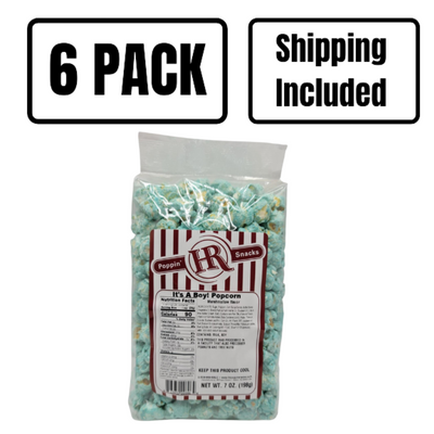 It's A Boy Blue Popcorn | Made in Small Batches | Party Popcorn | Marshmallow Flavored Popcorn | Perfect for Baby Shower | Gender Reveal Treat | Ready to Eat | Easy to Clean | Pack of 6 | Shipping Included