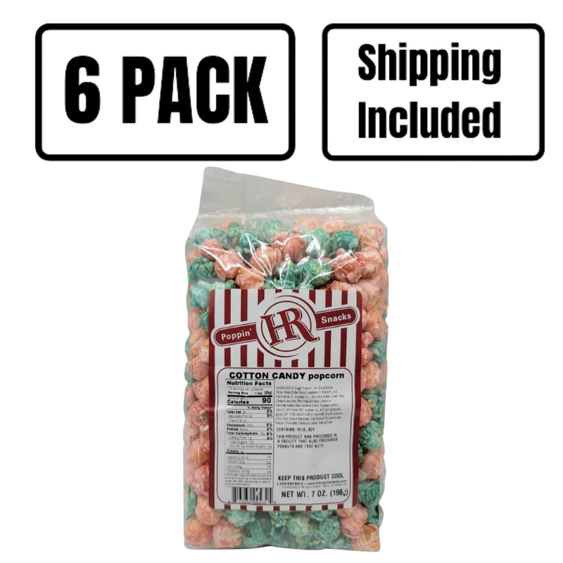 Cotton Candy Popcorn | Made in Small Batches | Party Popcorn | Fresh Tasting | Pink and Blue Popcorn | Cotton Candy Lovers | Popped Popcorn Snack | Made in Nebraska | Pack of 6 | Shipping Included