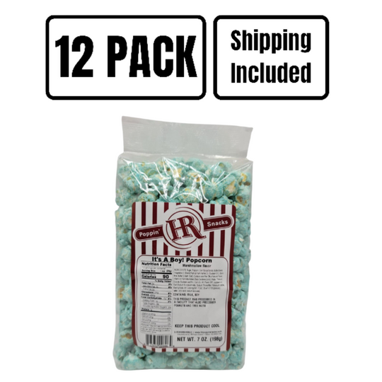 It's A Boy Blue Popcorn | 7 oz. | 12 Pack | Shipping Included | Gender Reveal Party | Blue Marshmallow Popcorn | Made in Gibbon, NE | HR Poppin' Snacks