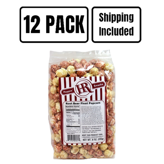 Root Beer Float Popcorn | 8 oz. | 12 Pack | Sweet Root Beer & Vanilla Flavor | Ready To Eat | Made in Gibbon, NE | Shipping Included