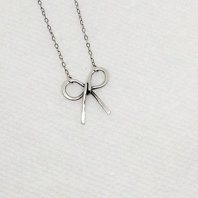 Sterling Silver Bow Necklace | N558 | Hammered For Strength and Design | Adds Jazz To Any Outfit For Any Occasion | Lasts A Lifetime | Nebraska-Made Necklace | Made With Sterling Silver