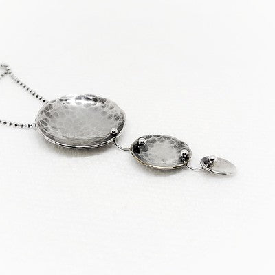 Stirling Silver Necklace | Three Tier Disc Necklace | Hammered and Heated For Long Lasting Support | Lasts a Lifetime | Nebraska Made Jewelry | Made With Sterling | Compliments Any Outfit For Any Occasion