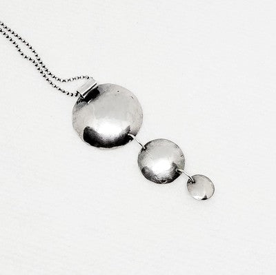 Stirling Silver Necklace | Three Tier Disc Necklace | Hammered and Heated For Long Lasting Support | Lasts a Lifetime | Nebraska Made Jewelry | Made With Sterling | Compliments Any Outfit For Any Occasion