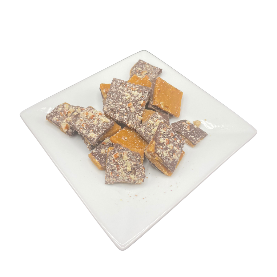 Homemade Toffee | Dark Chocolate | Barb's Buttery Toffee | Hand Made in Small Batches | Sweet ad Savory Toffee | Choose Your Nut Preference | 8 oz