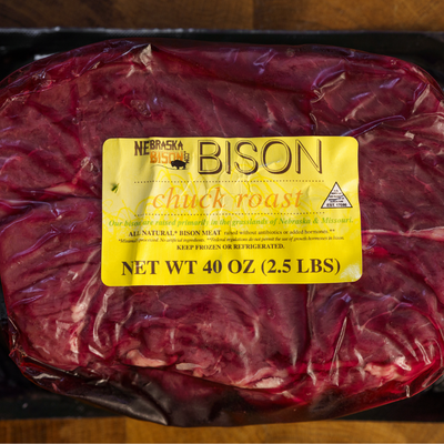 Chuck or Rump Roast | 2.5 lb. | 100% All Natural Bison Meat | Nebraska Bison | Tender and Flavorful Family Meal | Perfect For Slow Cooking | Retains Many Health Benefits | High Quality | Dry Aged For Increased Flavor & Tenderness