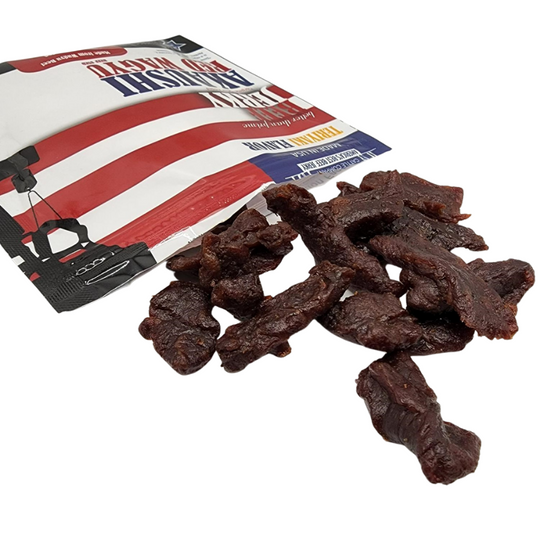 Teriyaki Beef Jerky | America's Best Beef | 2.25 oz. Bag | Tender, Buttery Flavor | High Protein Snack | No MSG | No Nitrates | Red Wagyu Beef | Tangy Spices | Purchase With A Cause | Nebraska Beef Jerky