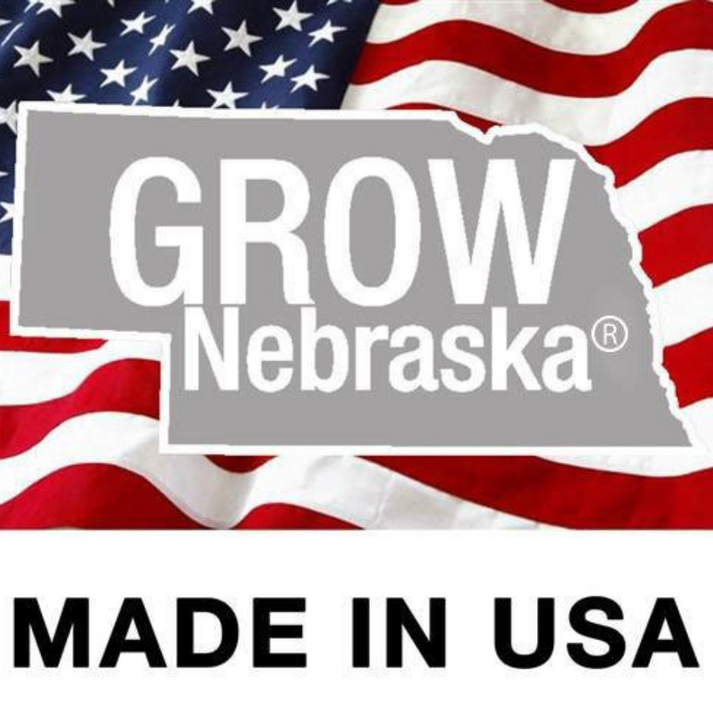 GROW Nebraska Made in the USA Logo on white background.