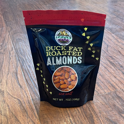 Roasted Almonds | Duck Fat & Sea Salt Roasted | 6 Pack | Shipping Included | USA Made | Fiber Filled Snack | Healthy Fats | 7 oz. bag | 6 Pack | Shipping Included | All Natural Duck Fat | Healthy Snack