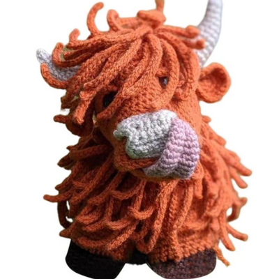 Crocheted Stuffed Animal | Highland Cow | Perfect Nursery Item or Gift | Customize the Colors | 10X10