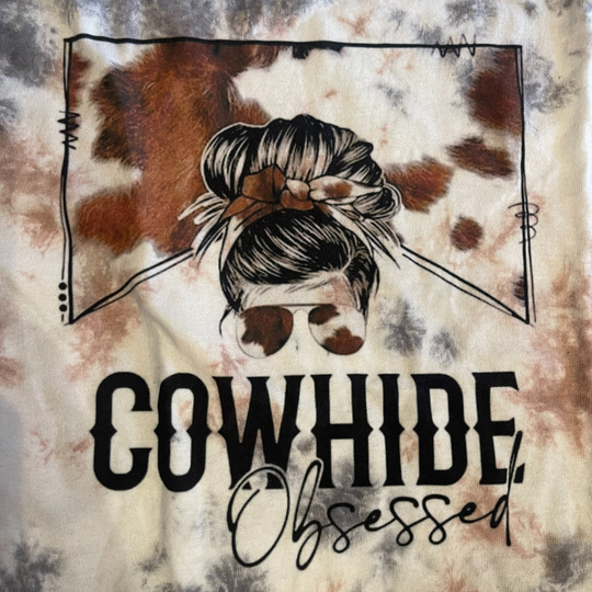 Bleach Dyed T-Shirt | Cowhide Obsessed | Multiple Sizes | Handmade Design