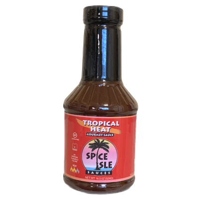 Tropical Heat Sauce | Spice Isle Sauces | Authentic Caribbean Flavors with a Blend of Tropical Fruit Flavors & Spicy Peppers | Taste the Heat with the Sweet Sauce | Distinctly Unique Caribbean Flavor | 18.5 oz. Bottle | 6 Pack | Shipping Included