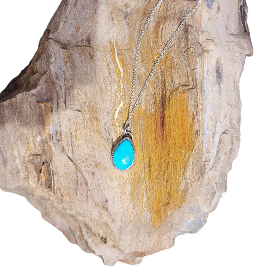 Teardrop Kingman Turquoise Necklace | Sterling Silver | Western Style Jewelry | N0005