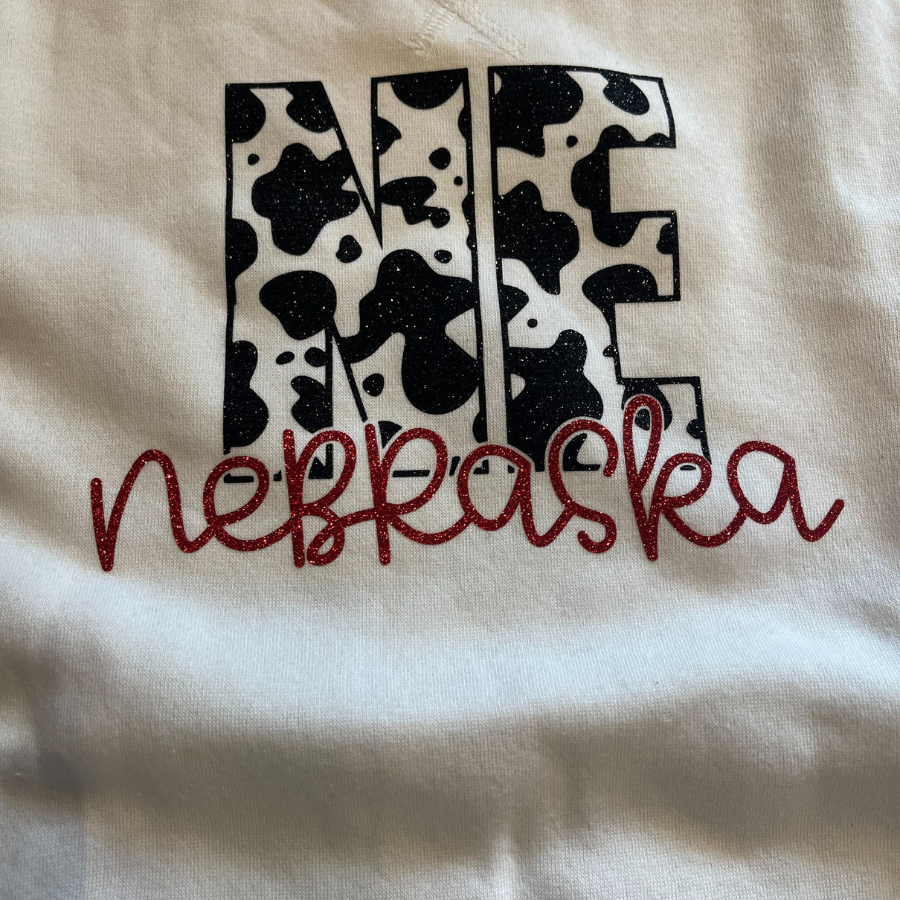Nebraska Cowprint Crewneck | Mutliple Sizes | Nature Finds & Designs