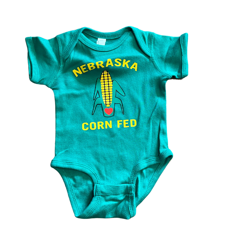 Nebraska Onesie | Corn Fed | Green | Perfect For All The Corn Fed Babies In Your Life | Soft & Comfortable Material | Midwest Onesie