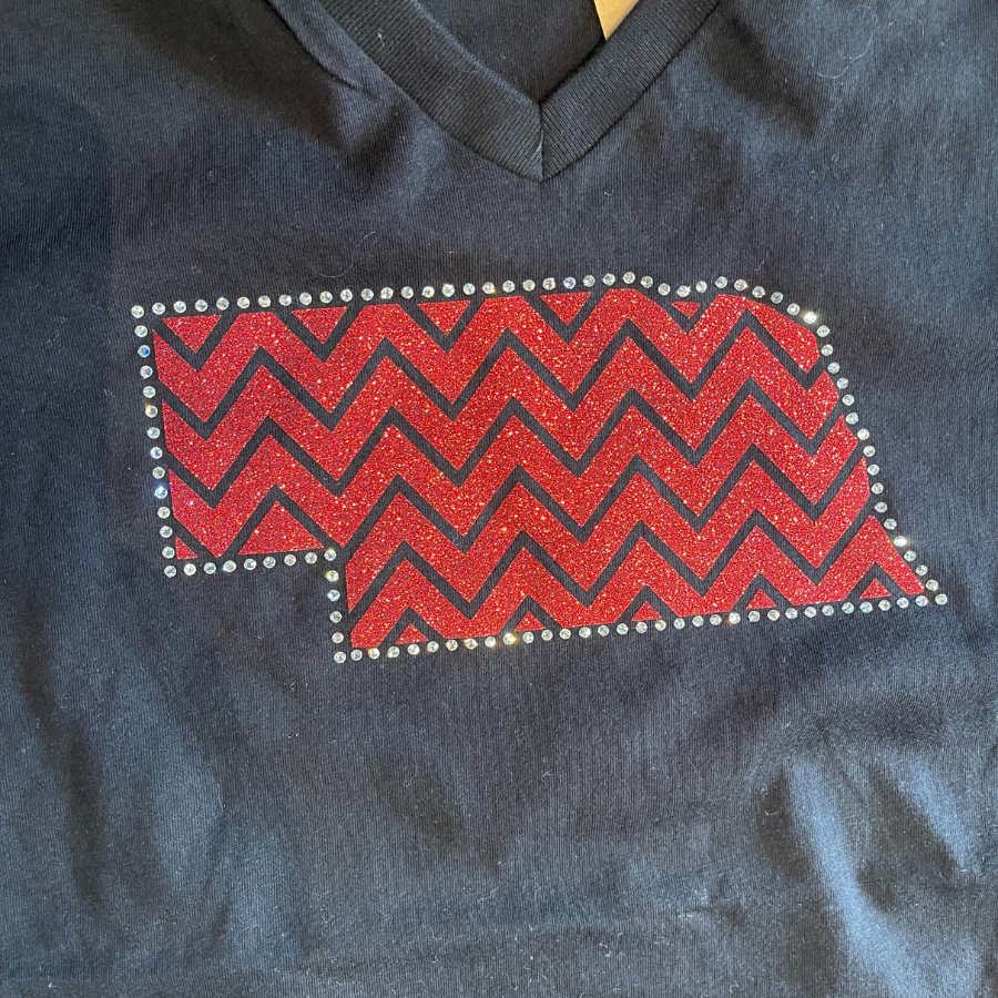 Chevron Nebraska Sparkle Shirt | Stylish State Shirt | Perfect For Any Event | Nebraska Shirt For Women | Soft & Comfortable Fit | Cute & Simple