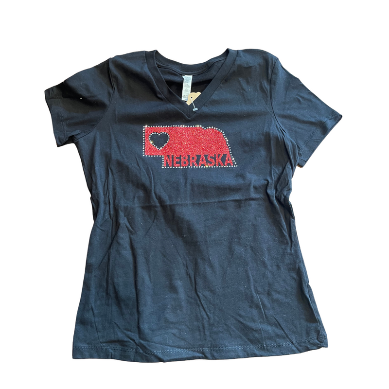 Sparkly Nebraska Shirt | Cute & Simple Sequin Design | Perfect For All Occasions | Represent Nebraska With Glitter | Fun & Stylish | Soft & Cozy Fit