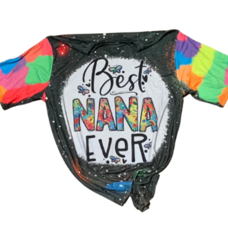 Bleach Dyed T-shirt | Best Nana Ever | Multicolor