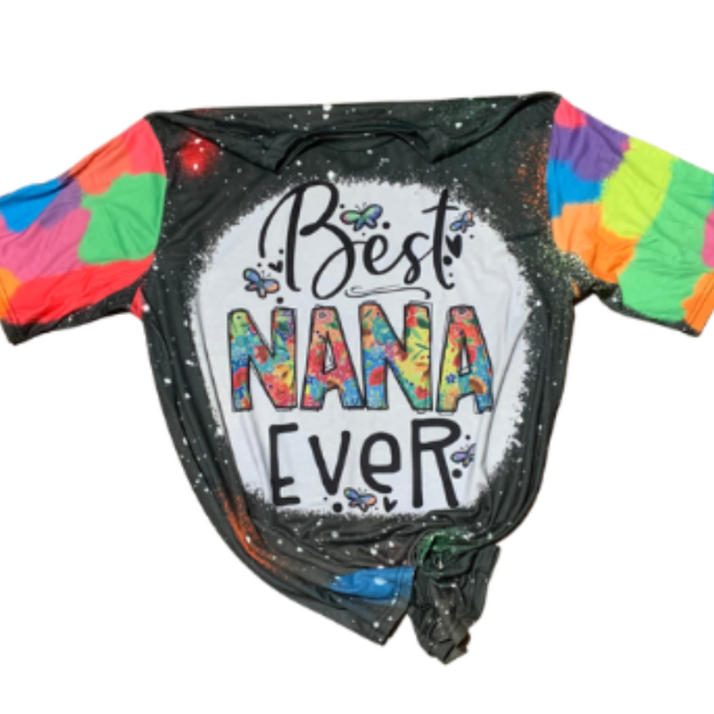 Bleach Dyed T-shirt | Best Nana Ever | Multicolor