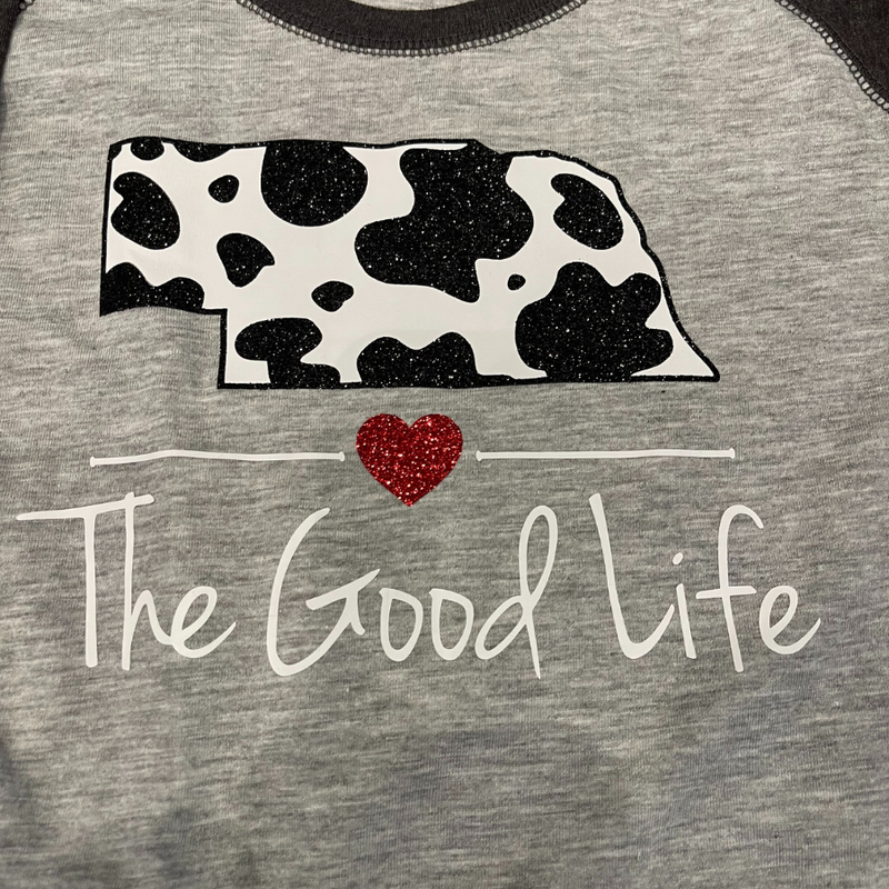Nebraska Baseball Tee | The Good Life | Perfect Way To Show Off Your State Pride | Gray | Pairs Well With Any Outfit | Soft & Breathable Material