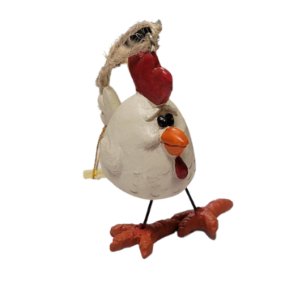 Chicken ornament with wire legs