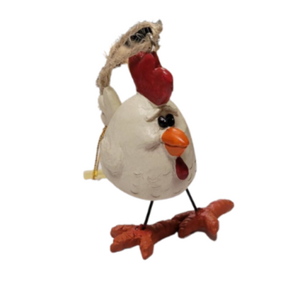 Chicken with Wire Legs Ornament | Add A Farmyard Charm To Any Christmas Tree, Wreath, Or Holiday Decor | Handcrafted With Intricate Detail | Perfect For Animal Lovers | Made With High Quality Resin | Perfect Gift For Loved Ones
