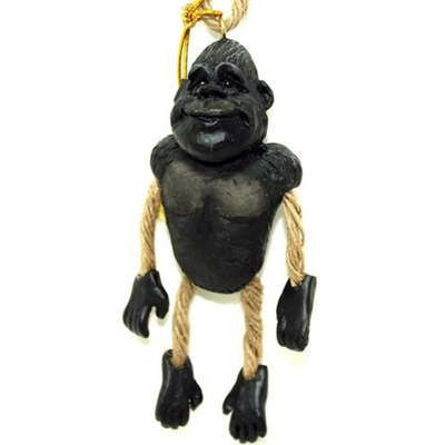 Gorilla ornament with jute-rope legs