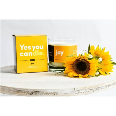 Yes You Candle | 9.5 oz. | JOY | Perfect Blend of Ripe, Tangy Grapefruit and Mangosteen | Sweet Hint of Peach | 100% Soy Candle | Nebraska Candle | Long-Lasting Wick | Jar Doubles as Cocktail Glass