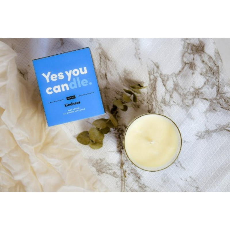 Yes You Candle | 9.5 oz. | KINDNESS | Bergamot, Eucalyptus, Citrus, and Lavender | Hints of Floral Aromas | Long-Lasting Wick | Nebraska Made | All-Natural | Jar Doubles as Cocktail Glass