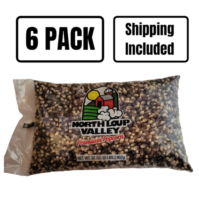 Whole Grain Blue Un-popped Popcorn | Popcorn County USA |  2 lb bag | 6 Pack | Shipping Included