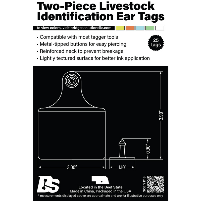 Two-Piece Livestock Identification Tags | Multiple Colors