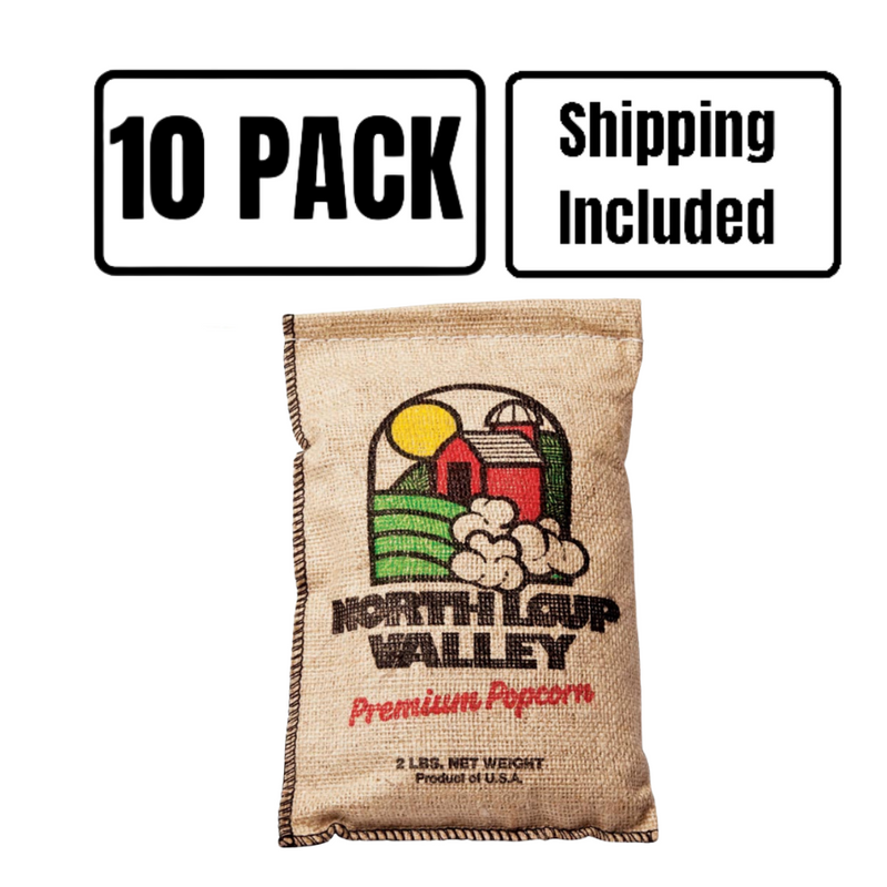Yellow Un-Popped Popcorn | Old Fashioned Burlap Bag | Popcorn County USA | 2 lb bag | 10 Pack | Shipping Included